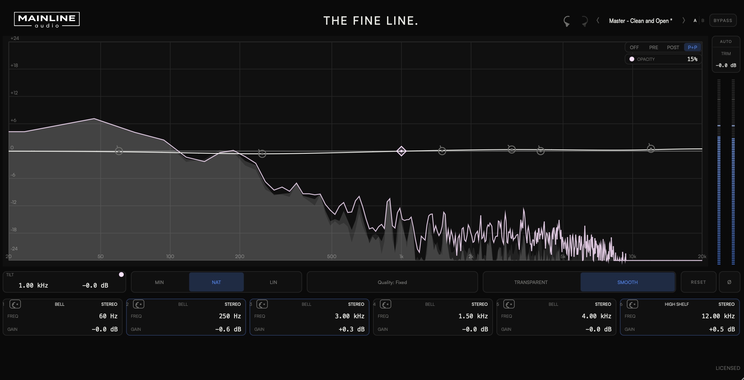 The Fine Line mastering EQ plugin interface