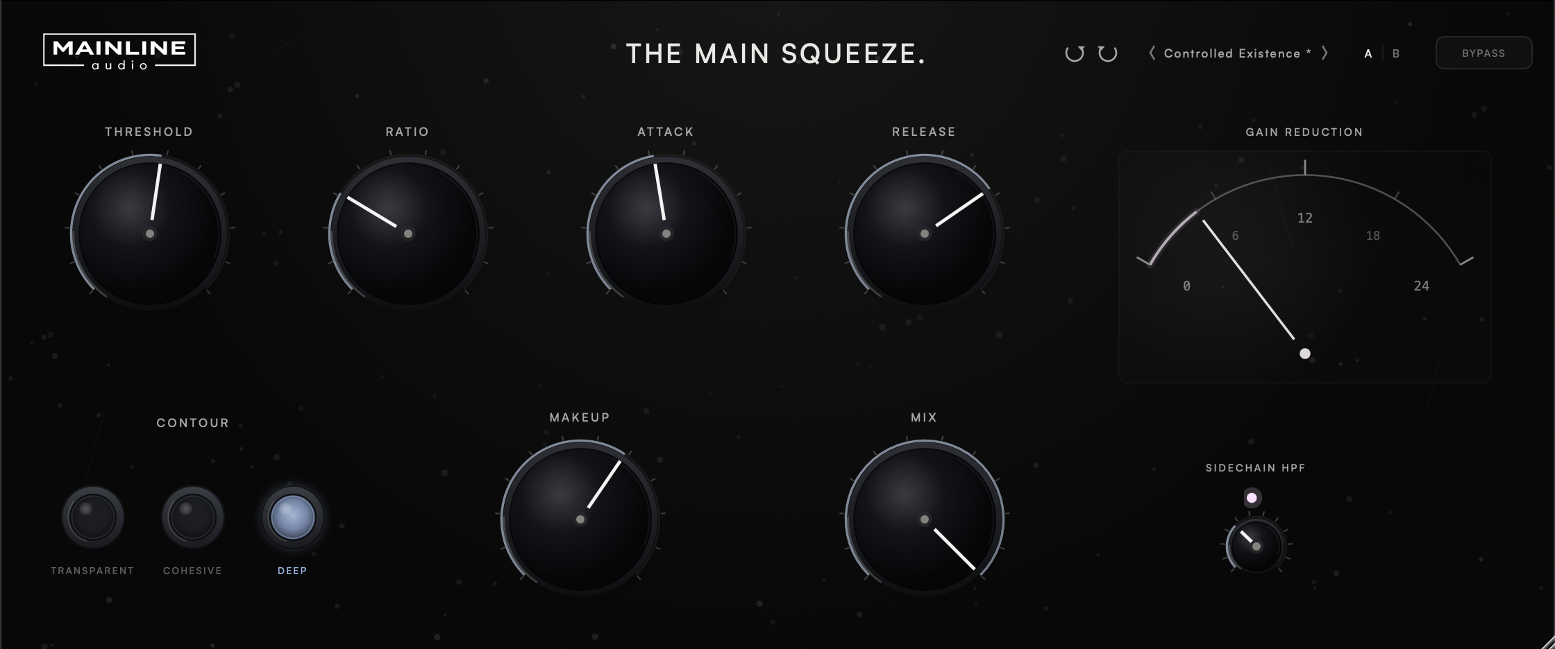 The Main Squeeze feed-forward mastering compressor plugin interface